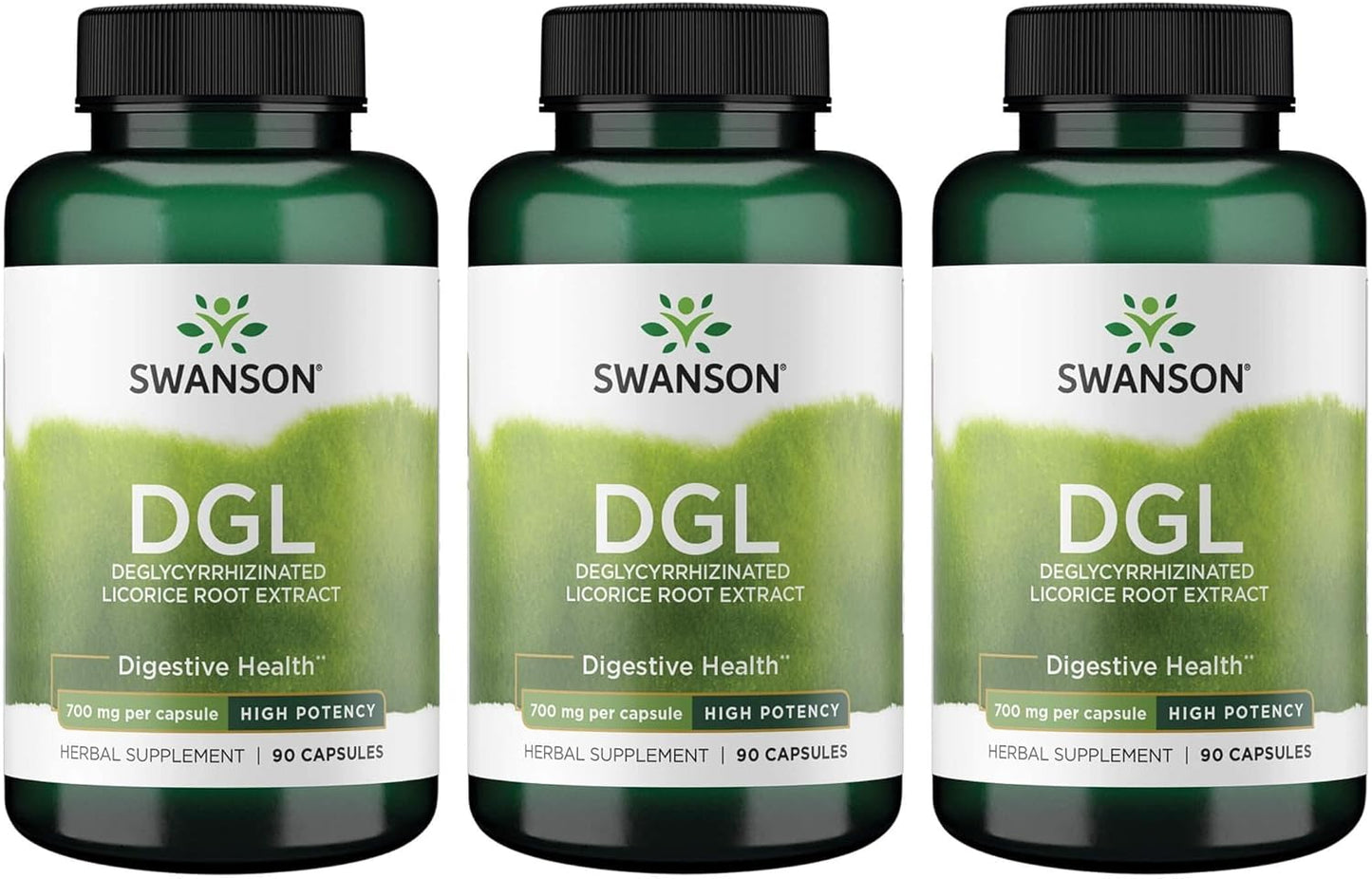 3 Pack Swanson High Potency DGL Licorice Root Extract Capsules for Digestive & GI Tract Health - Natural Stomach Soother Supplement (90 Capsules, 750mg)