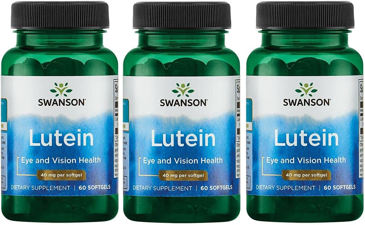 3 Pack Swanson Lutein Eye Vision Retina Macula Health Supplement 40mg Softgels - 60 Count