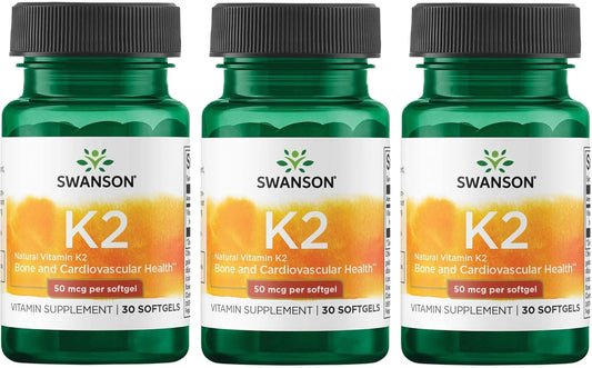 3 Pack Swanson Natural Vitamin K2 (Menaquinone-7 from Natto) 50 mcg Softgels