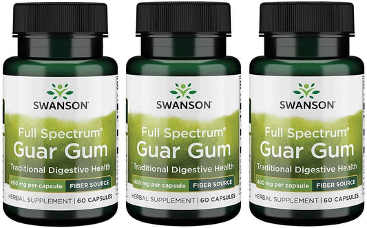 3 Pack Swanson Premium Full Spectrum Guar Gum Capsules 400 mg - 60 Count