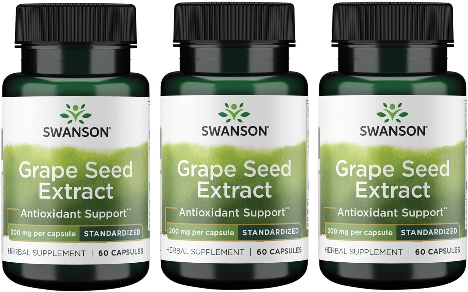 3 Pack Swanson Standardized Grape Seed Extract 200mg Capsules - 60 Count