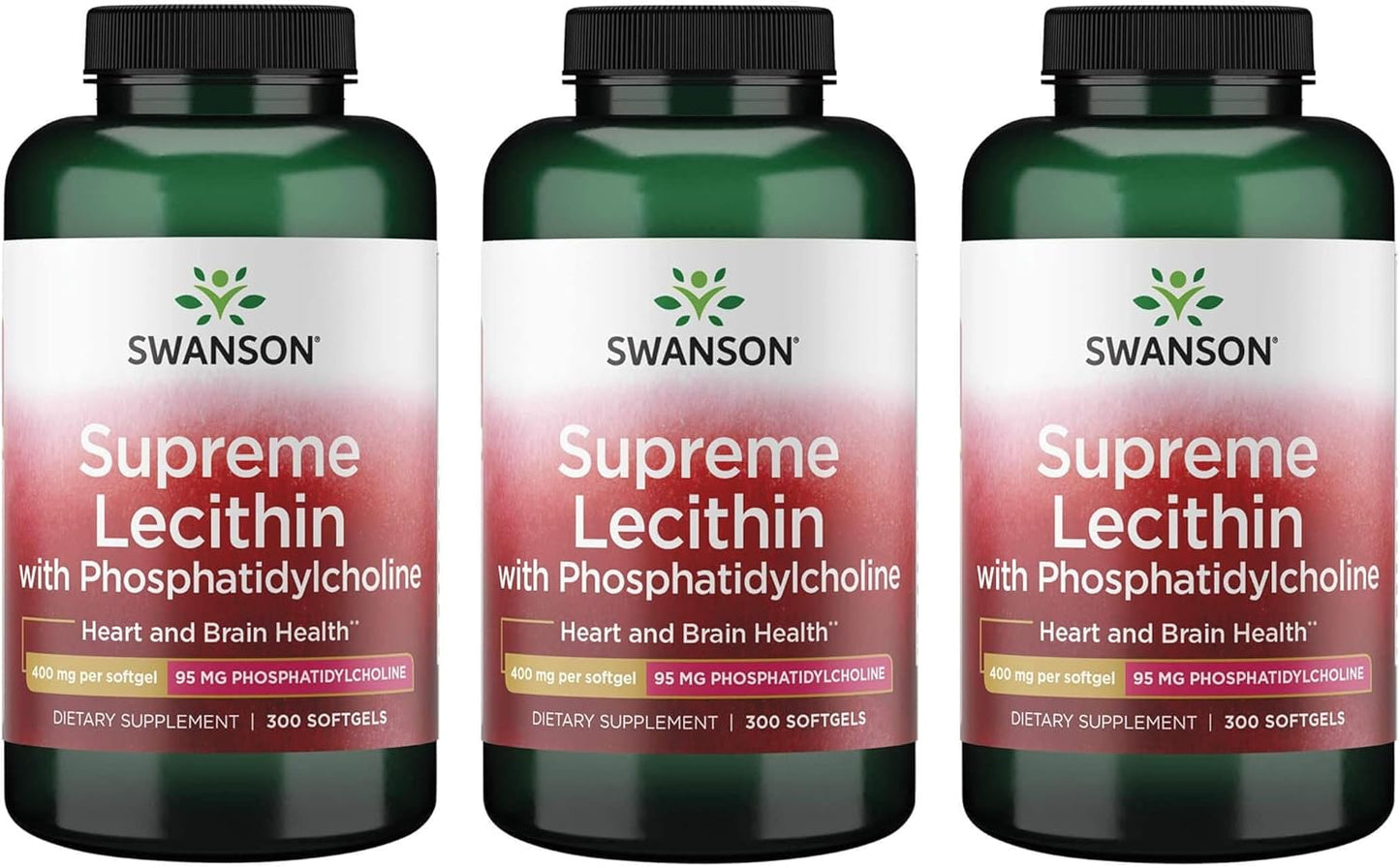 3 Pack Swanson Supreme Lecithin with Phosphatidylcholine - 300 Softgels
