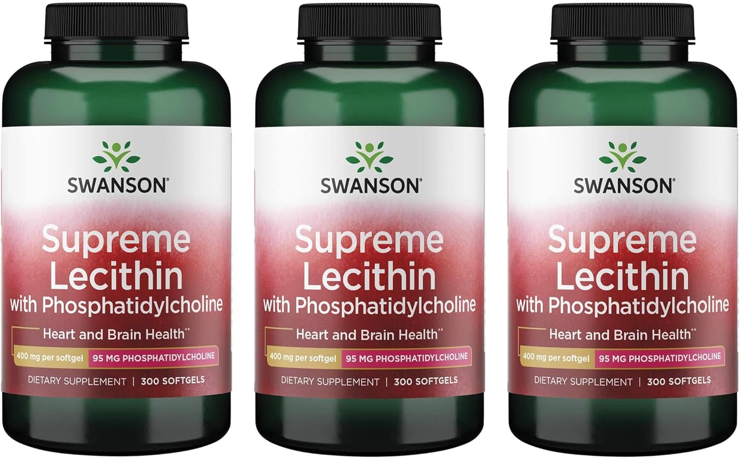 3 Pack Swanson Supreme Lecithin with Phosphatidylcholine - 300 Softgels