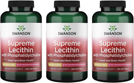 3 Pack Swanson Supreme Lecithin with Phosphatidylcholine - 300 Softgels
