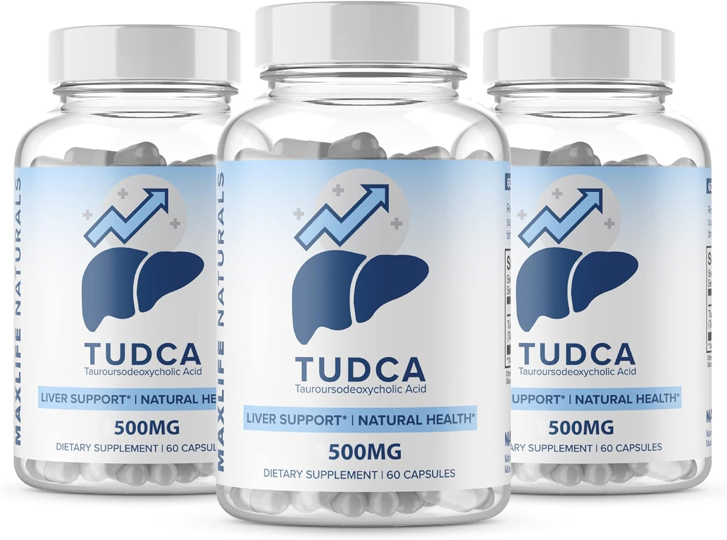 3 Pack Tudca Liver Support Supplement - 500mg Tudca, 180 Servings - Liver Cleanse Aid, Bile Salts - Assist Liver Detox Cleanse, Tauroursodeoxycholic Acid