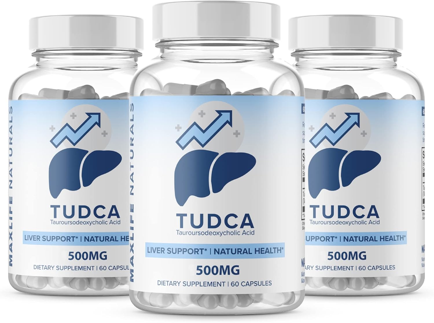 3 Pack Tudca Liver Support Supplement - 500mg Tudca, 180 Servings - Liver Cleanse Aid, Bile Salts - Assist Liver Detox Cleanse, Tauroursodeoxycholic Acid