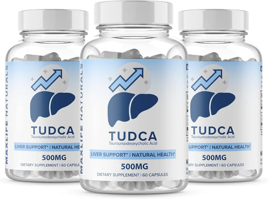 3 Pack Tudca Liver Support Supplement - 500mg Tudca, 180 Servings - Liver Cleanse Aid, Bile Salts - Assist Liver Detox Cleanse, Tauroursodeoxycholic Acid