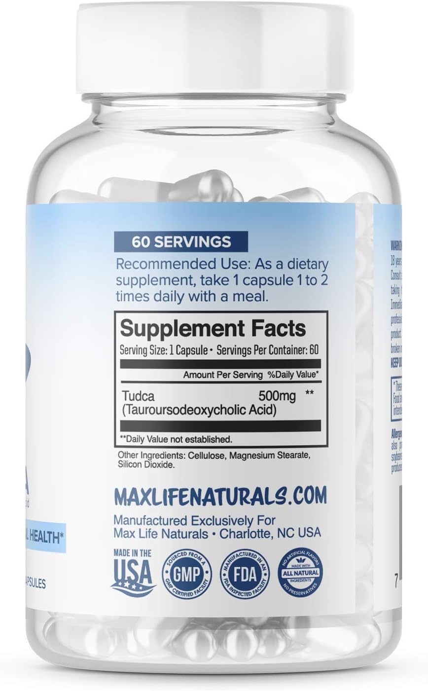 3 Pack Tudca Liver Support Supplement - 500mg Tudca, 180 Servings - Liver Cleanse Aid, Bile Salts - Assist Liver Detox Cleanse, Tauroursodeoxycholic Acid