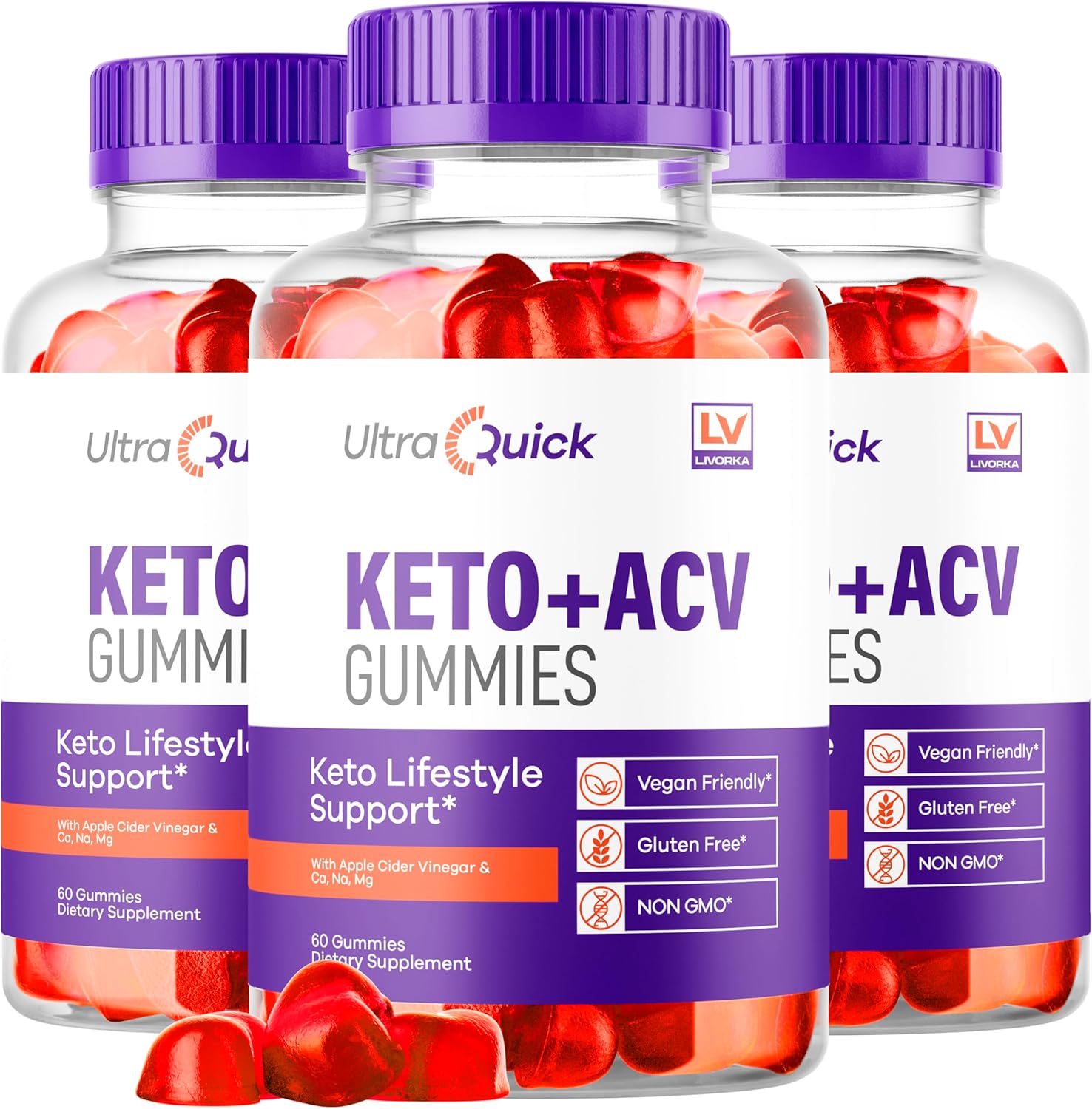3 Pack Ultra Quick Keto ACV Gummies for Weight Loss Support - 90 Day Supply