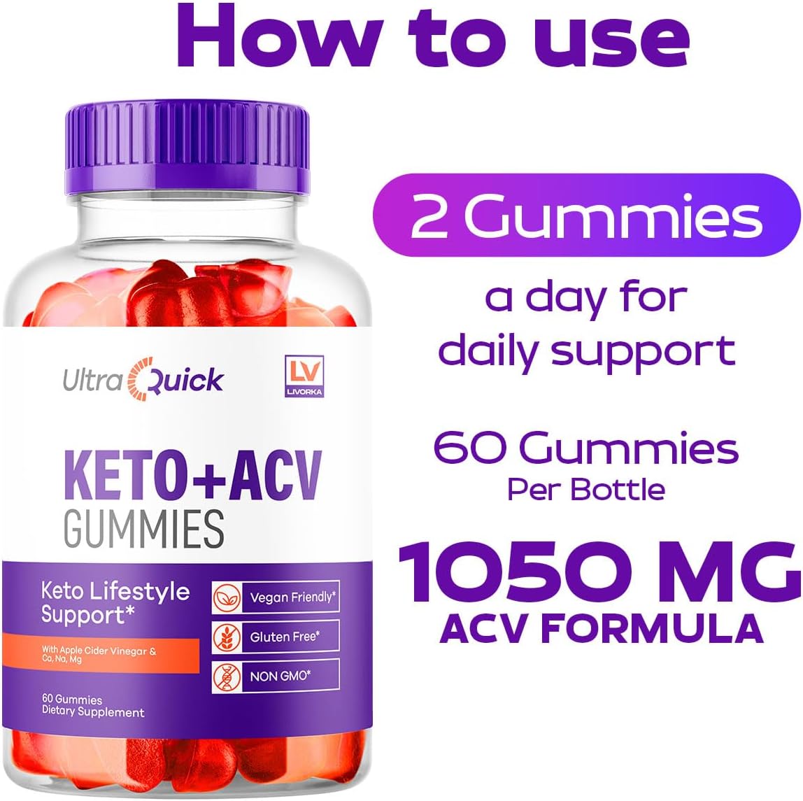 3 Pack Ultra Quick Keto ACV Gummies for Weight Loss Support - 90 Day Supply