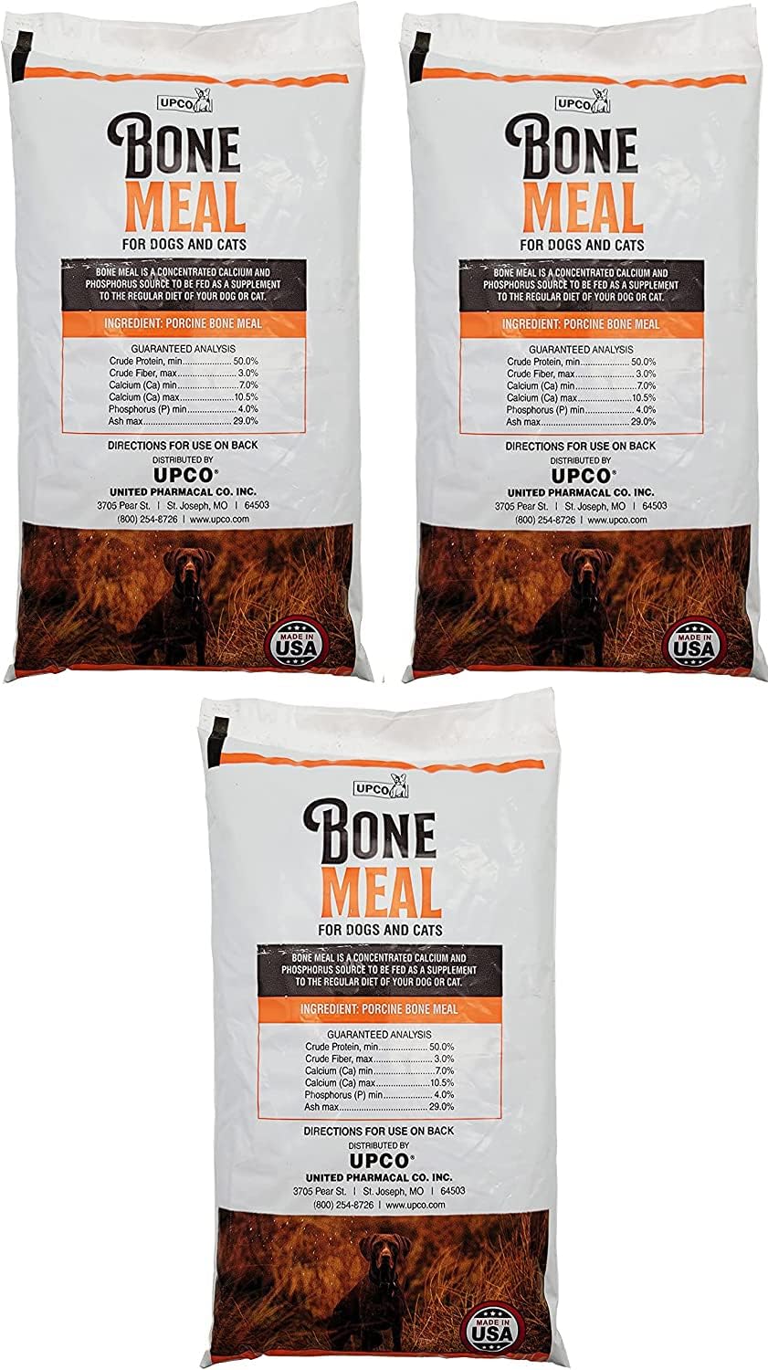 3-Pack Upco Bone Meal Powder 3lbs for Dogs & Cats - Made in USA