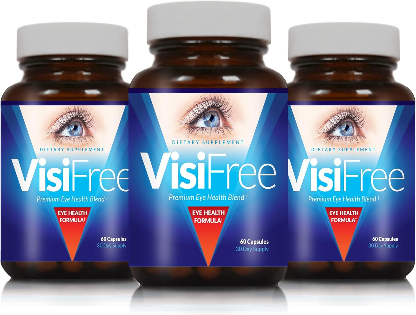 3-Pack VisiFree Eye Supplements for Adults - Top Capsules for Eye Health with Vitamins & Minerals - Improve Eyesight Naturally
