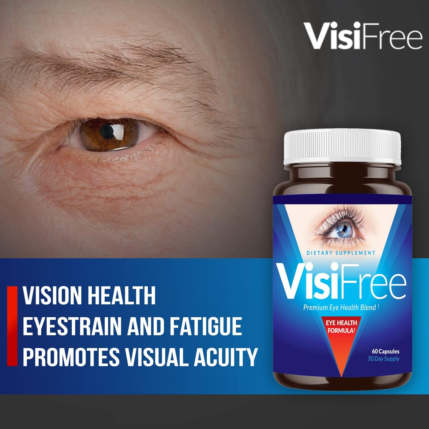 3-Pack VisiFree Eye Supplements for Adults - Top Capsules for Eye Health with Vitamins & Minerals - Improve Eyesight Naturally