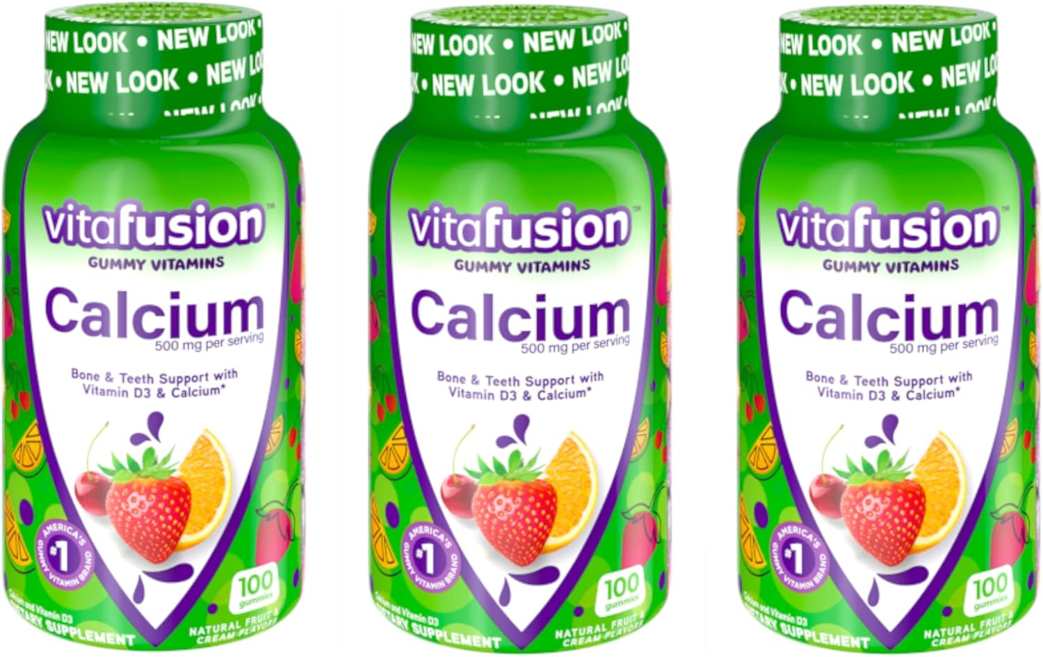3 Pack Vitafusion Calcium Gummy Adult Vitamins, 100 Count Each