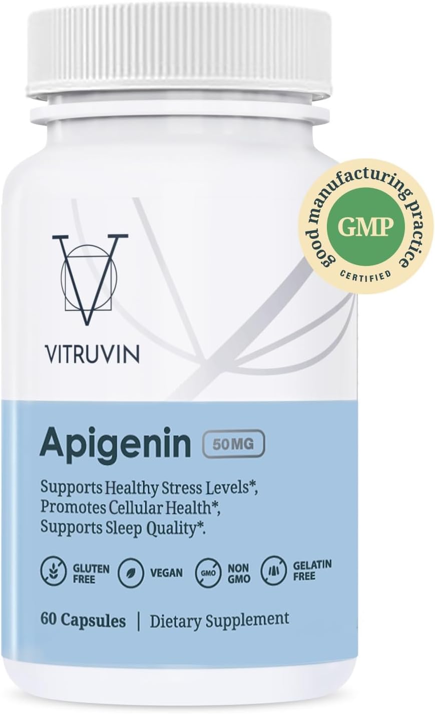 3 Pack Vitruvin Apigenin 50mg Supplements - Vegan, Non-GMO, Gluten-Free