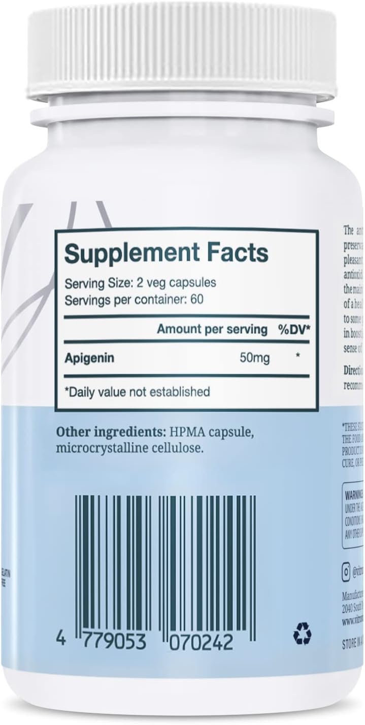 3 Pack Vitruvin Apigenin 50mg Supplements - Vegan, Non-GMO, Gluten-Free