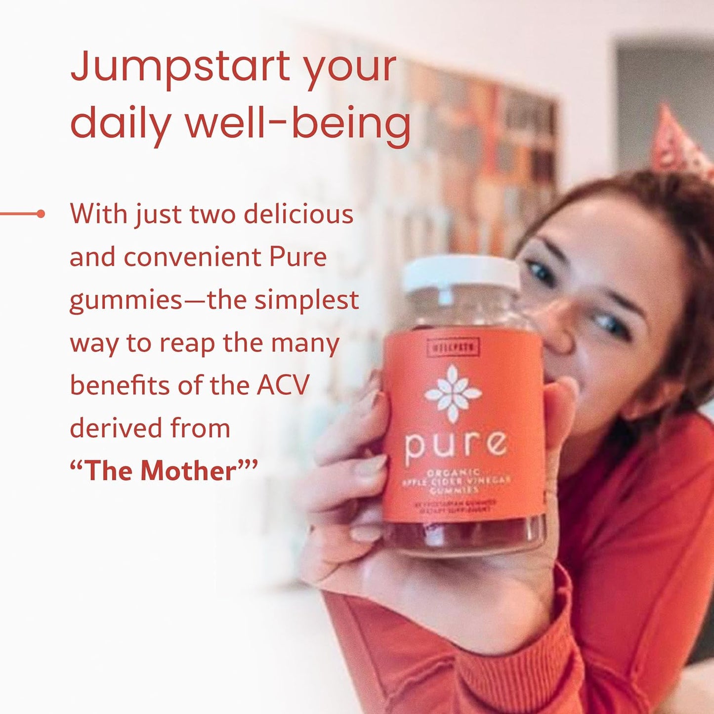 3-Pack WellPath Organic Apple Cider Vinegar Gummies with Ginger for Gut Health - 180 Ct Vegan Non-GMO Gummy Bears