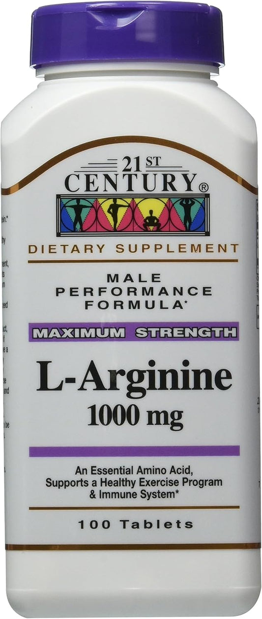 3 Packs of 21st Century L-Arginine 1000 Mg Tablets, 100-Count - Total of 300 Tablets