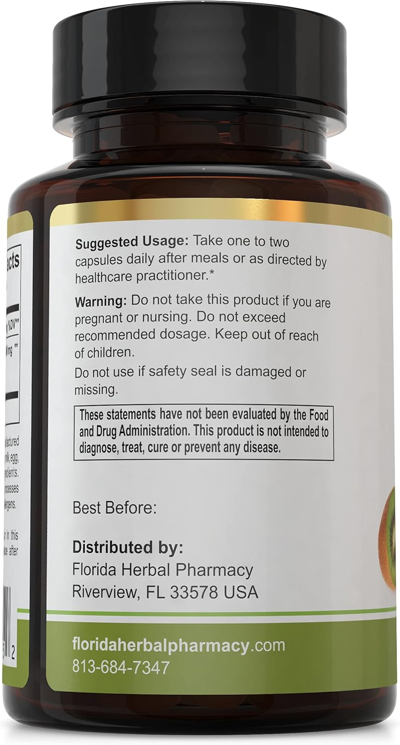 3 Packs of 360 Kiwi Fruit Extract Capsules 10:1, 500mg per Capsule - Florida Herbal Pharmacy