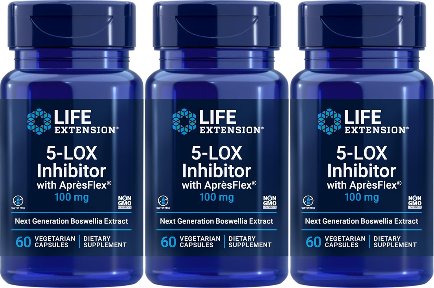 3 Packs of Life Extension 5-LOX Inhibitor with AprèsFlex 100 mg - 60 Vegetarian Capsules