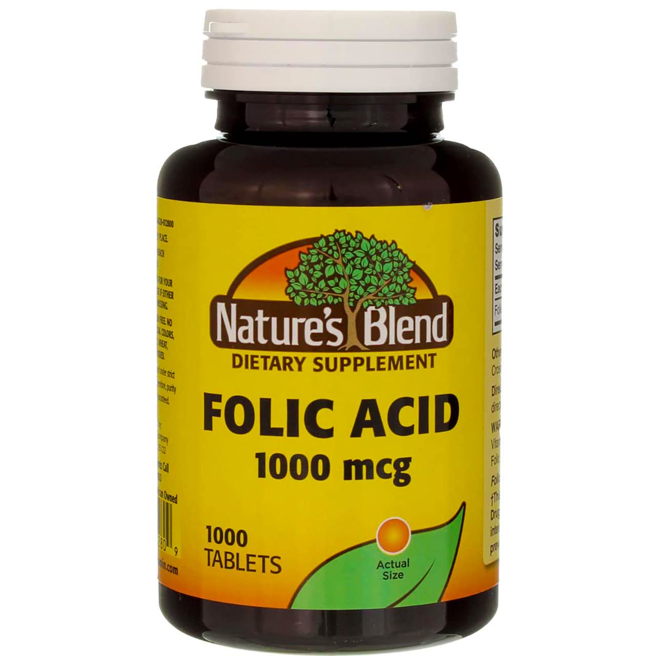 3 Packs of Nature's Blend Folic Acid 1000 mcg - 1000 Tablets for a Total of 3000 Tablets