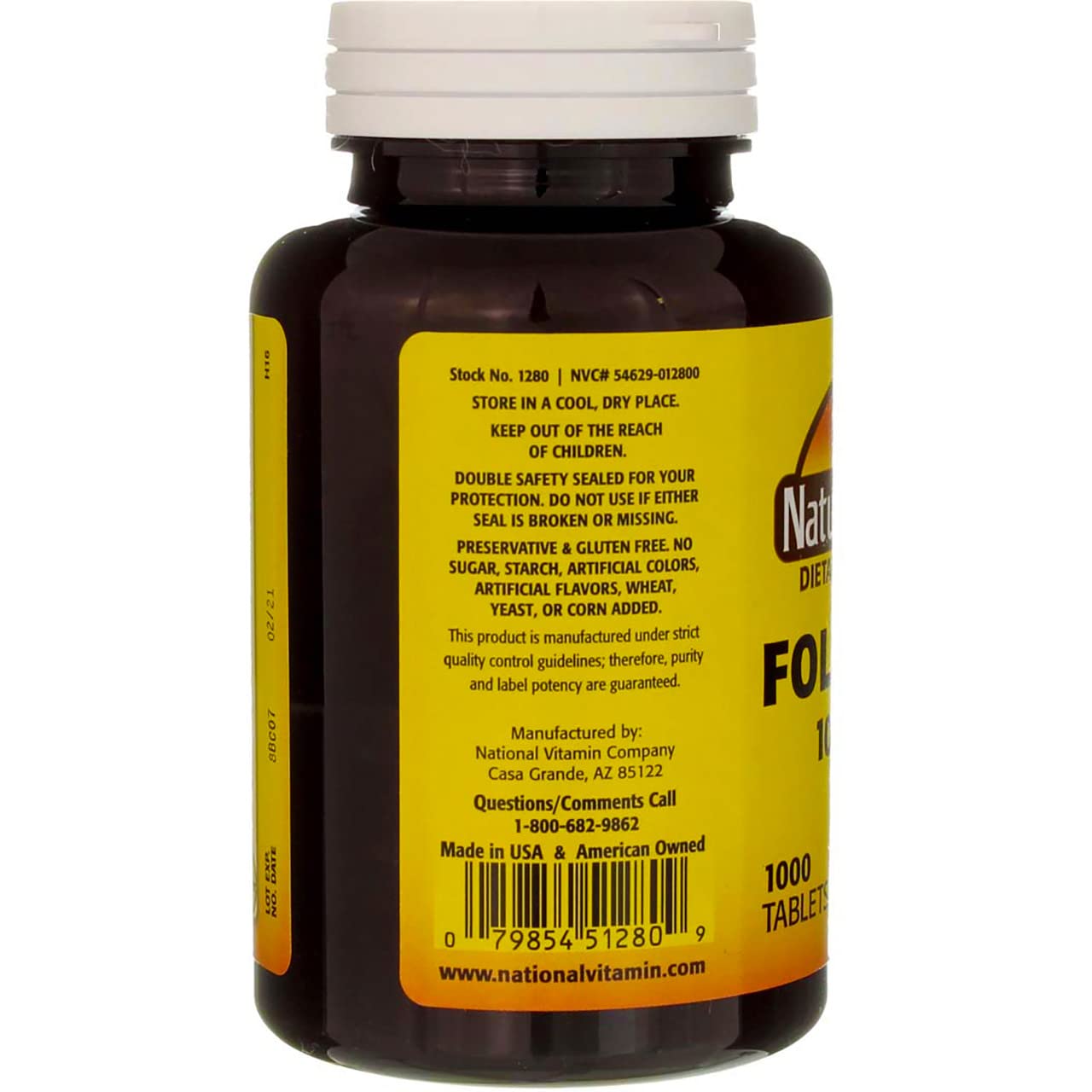 3 Packs of Nature's Blend Folic Acid 1000 mcg - 1000 Tablets for a Total of 3000 Tablets