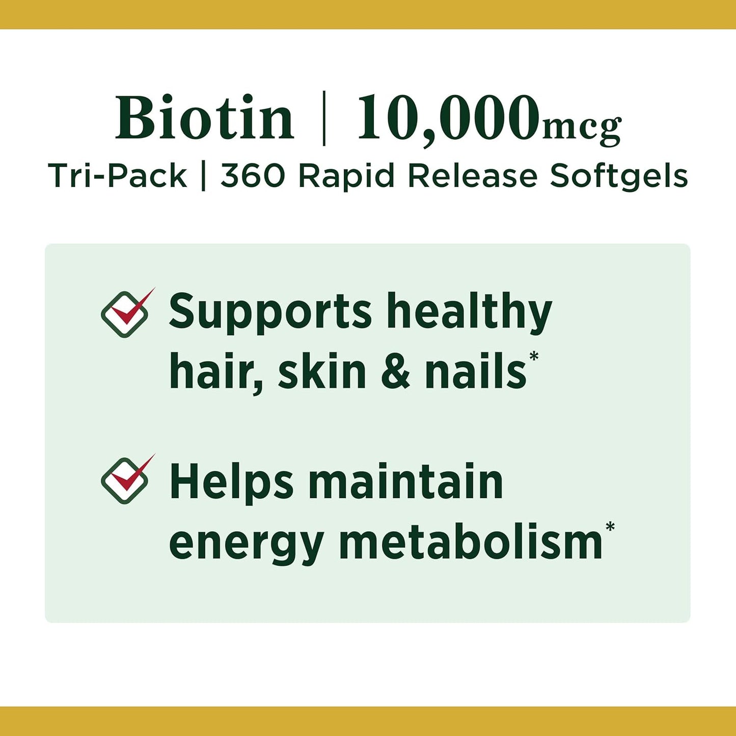 3 Packs of Nature's Bounty Biotin 10,000mcg Softgels for Hair, Skin, and Nails - 120 Count each
