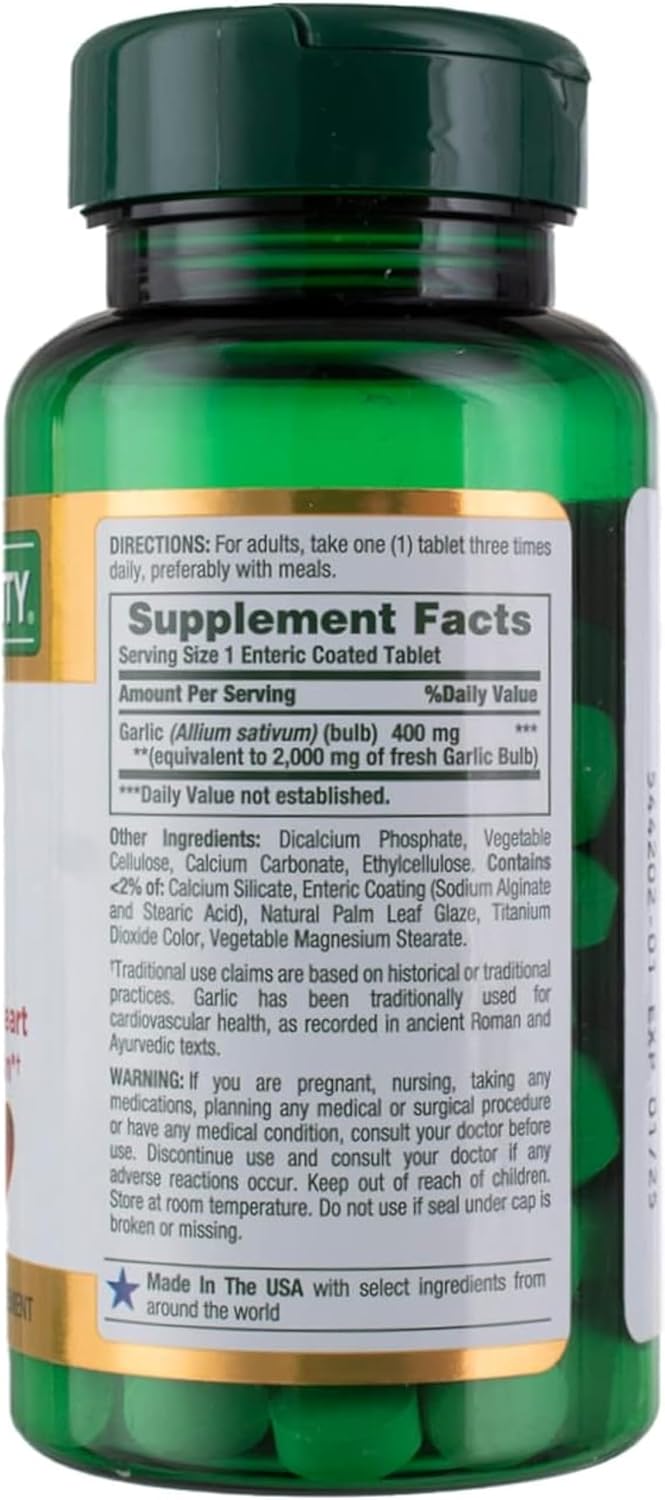 3 Packs of Nature's Bounty Garlic 2000mg Tablets - 120 Count Each