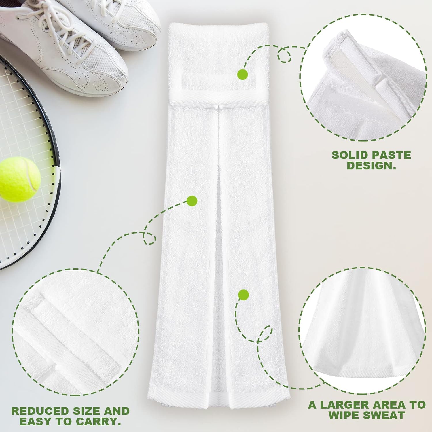 3-Piece Cotton Football Field Towel Set with Hook and Loop Fastener - Ideal for Football, Golf, Gym - White Color