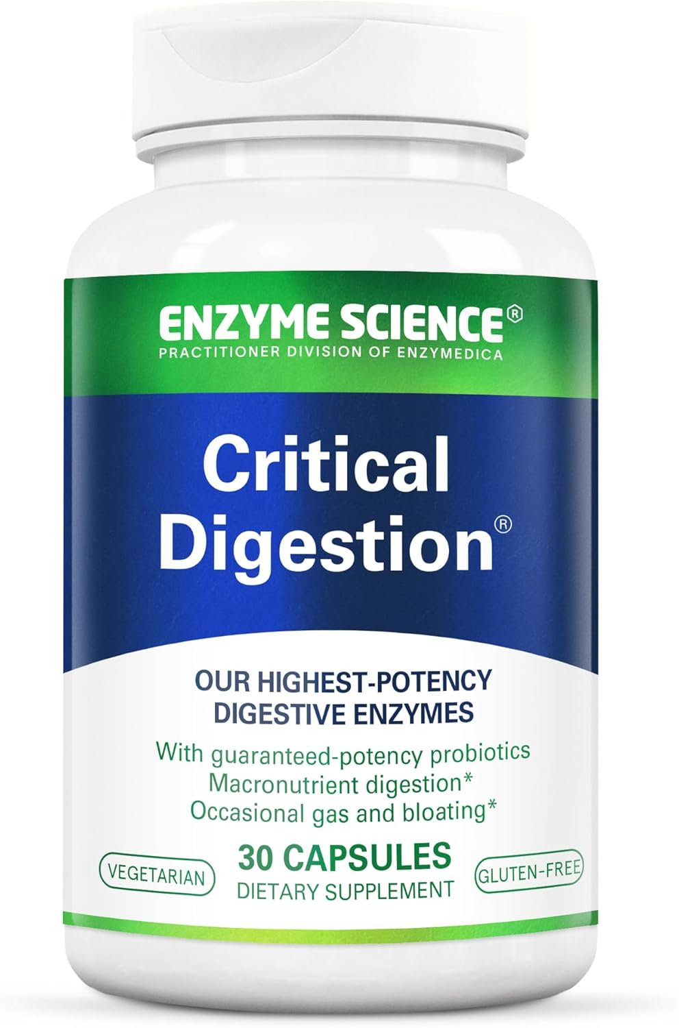 30-Capsule Enzyme Science Critical Digestion Support with Probiotics for Gut Health, Vegetarian & Non-GMO Formula