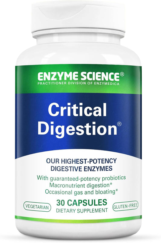30-Capsule Enzyme Science Critical Digestion Support with Probiotics for Gut Health, Vegetarian & Non-GMO Formula