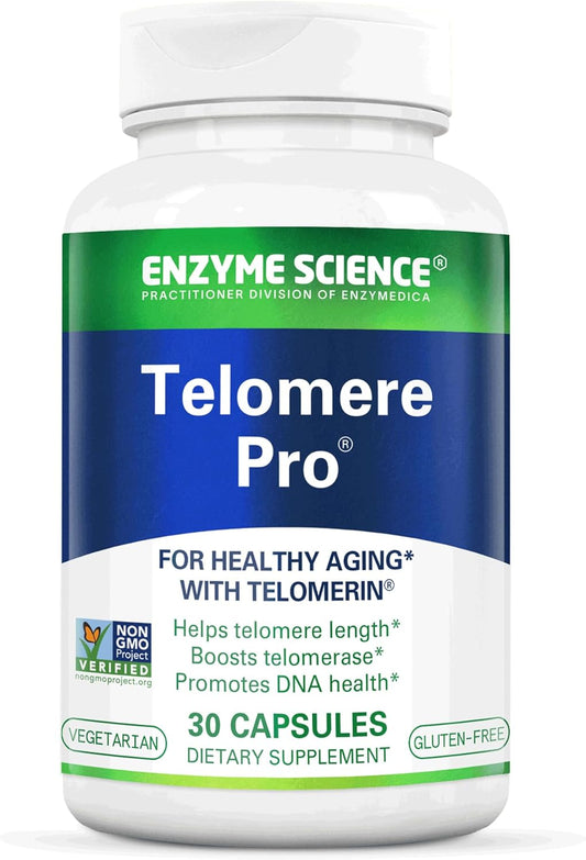 30 Capsules Enzyme Science Telomere Pro - Supports Cellular Health, Energy, and Aging - Vitamin D3, Rhodiola, Astragalus - Natural Telomerase Supplement