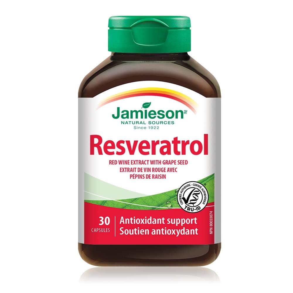 30 Capsules of Jamieson Resveratrol Dietary Supplement