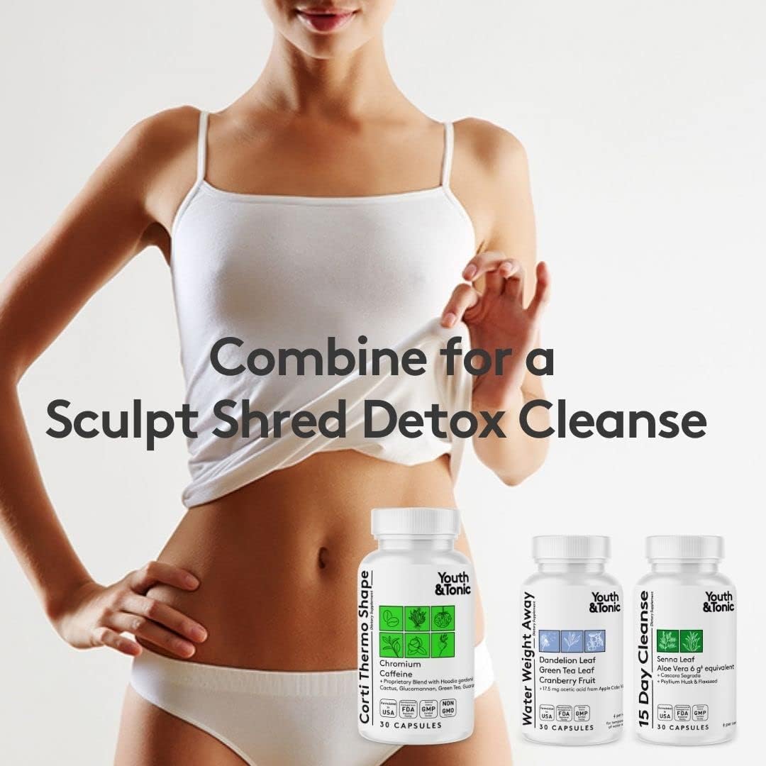 30 Capsules Youth & Tonic Thermogenic Supplement for Energy Metabolism Support with Caffeine, Chromium, Glucomannan, Guarana & Hoodia Gordonii for Men and Women