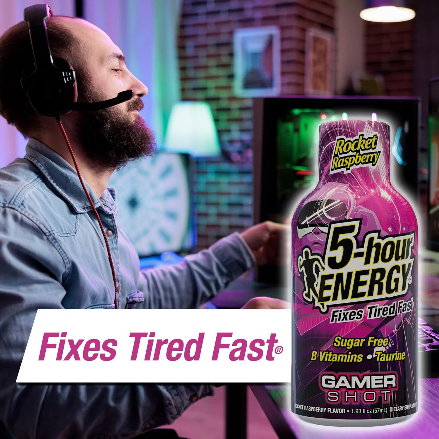 30-Count 5-Hour Energy Gamer Shots Variety Pack - Extra Strength Apple Bash, Rocket Raspberry, Pineapple Charge Flavors - 1.93 fl oz