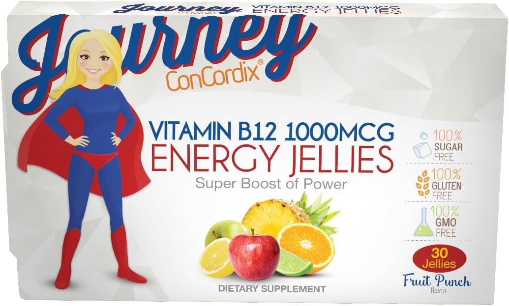 30 Count Bariatric Sugar-Free Fruit Punch Energy Jellies with 1,000 mcg Vitamin B12 for Weight Loss Journey