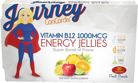 30 Count Bariatric Sugar-Free Fruit Punch Energy Jellies with 1,000 mcg Vitamin B12 for Weight Loss Journey