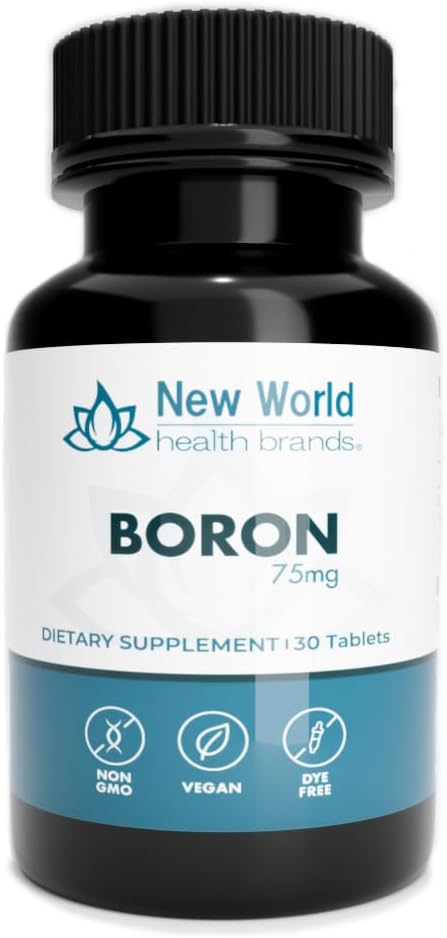 30 Count Boron Mineral Supplement 75mg - Essential Trace Minerals for Optimal Health & Wellness by New World Health Brands
