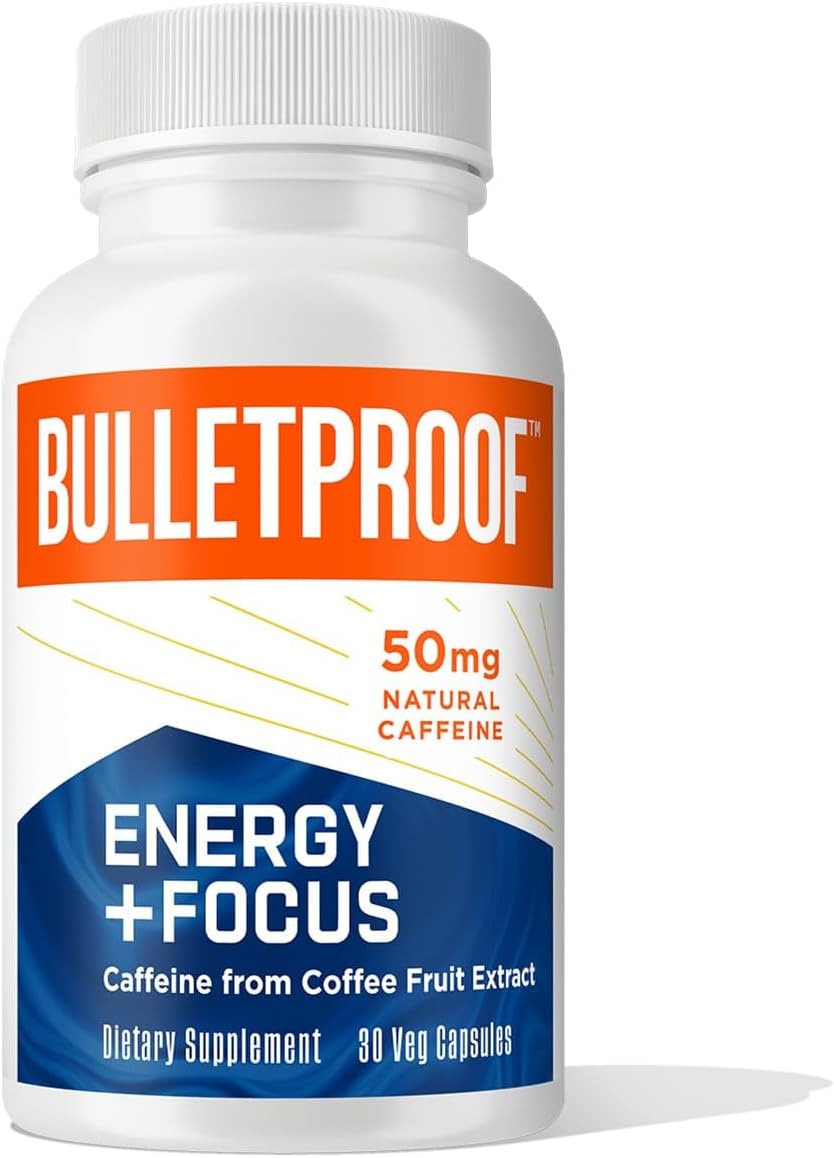 30 Count Bulletproof Energy and Focus Capsules - Natural Caffeine Supplement for Memory and Clarity