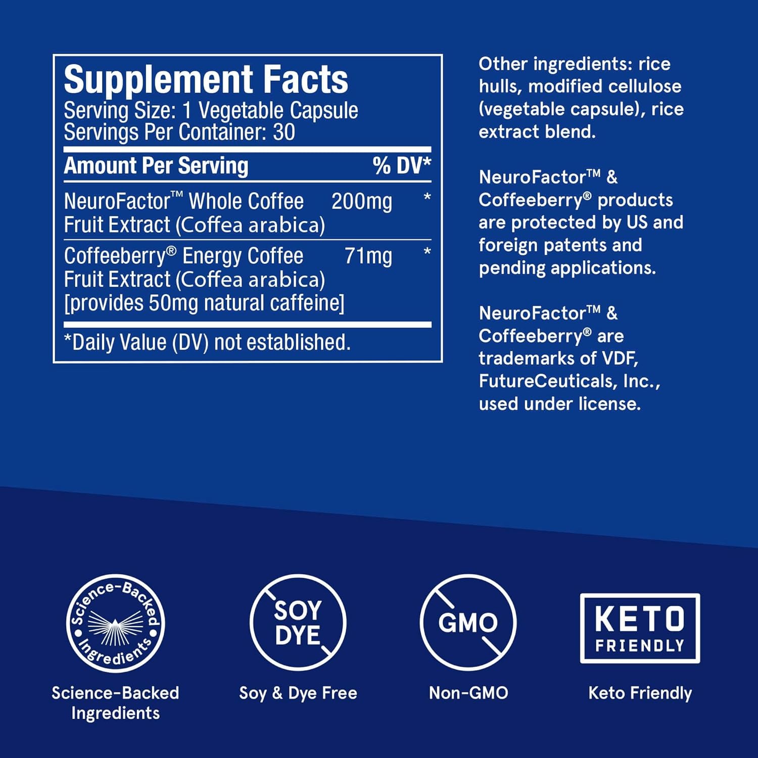 30 Count Bulletproof Energy and Focus Capsules - Natural Caffeine Supplement for Memory and Clarity