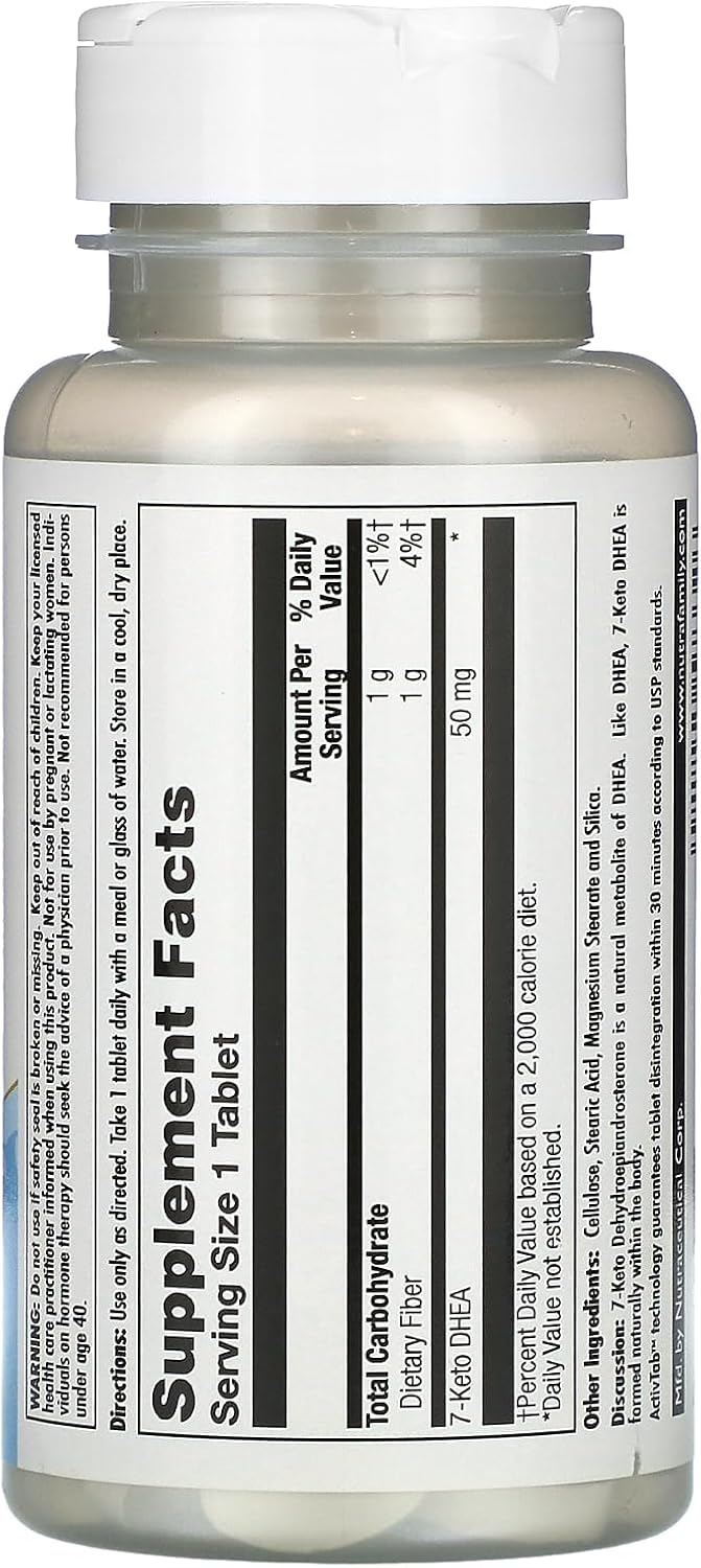 30-Count KAL 7 Keto DHEA Supplement - 50mg Strength for Hormone Support