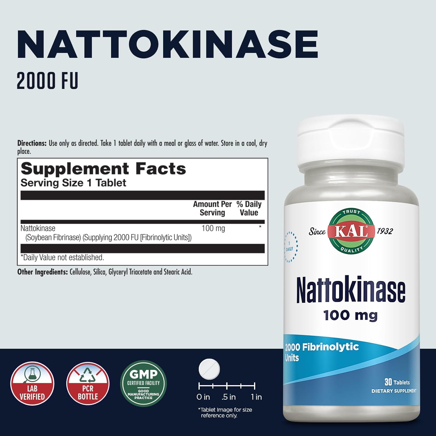 30 Count Kal Nattokinase Tablets - 100 Mg