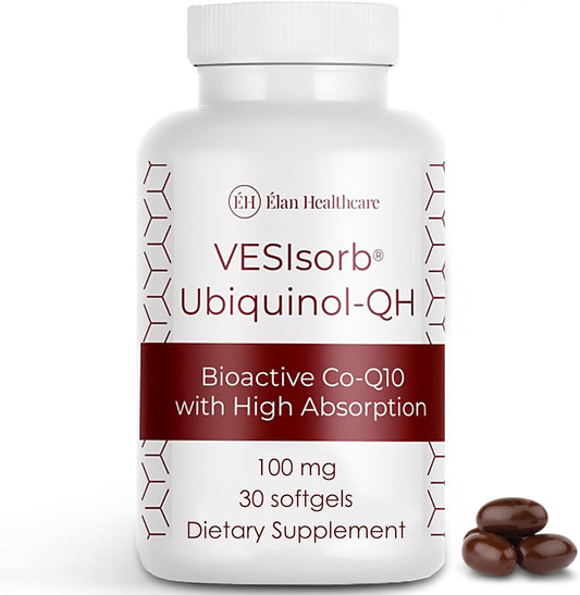 30-Count ÉLAN HEALTHCARE VESIsorb Ubiquinol-QH 100 mg Softgels for Heart Health