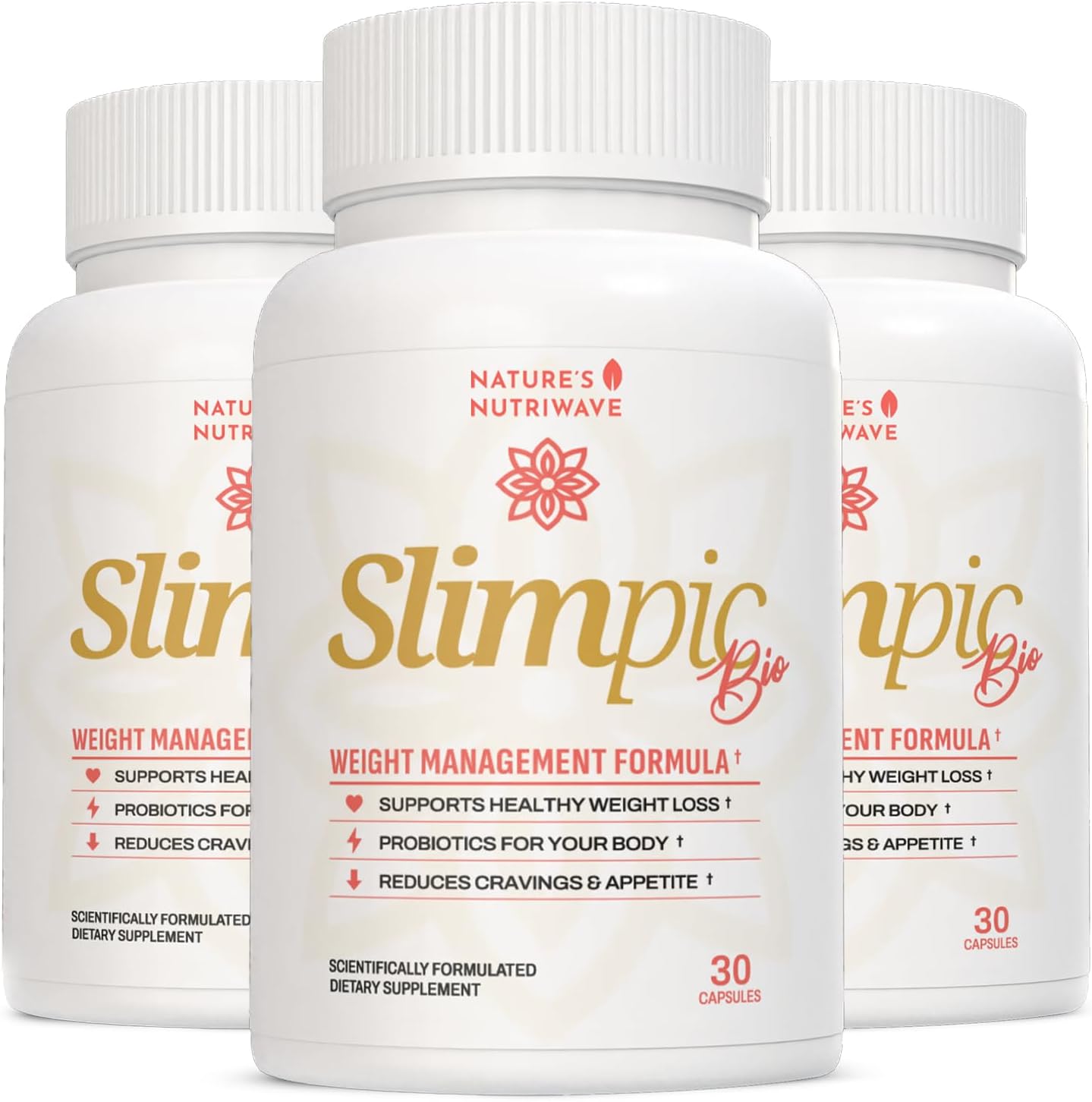30 Count Nature's NutriWave SlimPic Support Capsules - Original Formula, 100% Natural & Safe, Plant-Based, Non-Habit Forming, Gentle on Stomach - 3 Month Supply