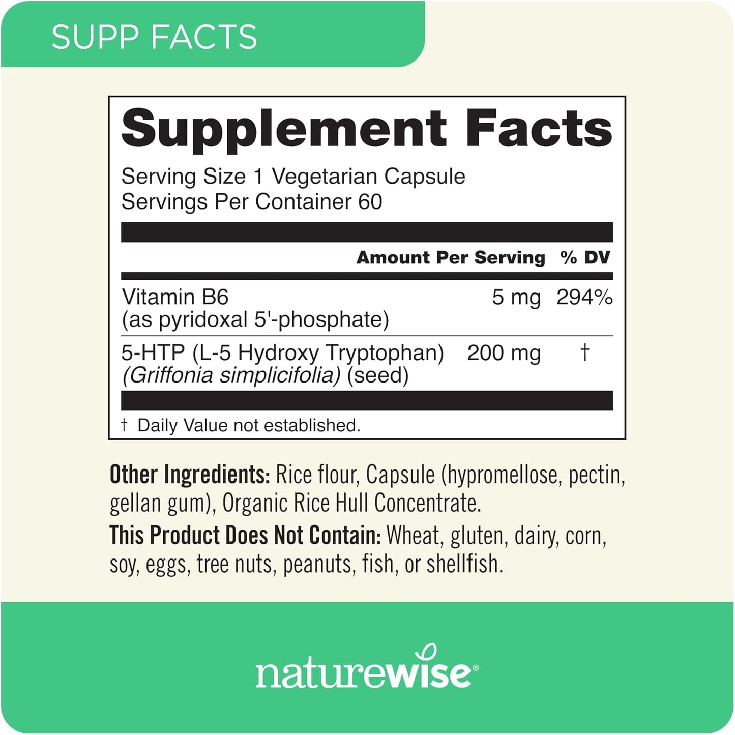 30-Count NatureWise 5-HTP 200mg Supplement with Vitamin B6 for Mood Support and Sleep Aid - Vegan, Delayed-Release Formula for Adults
