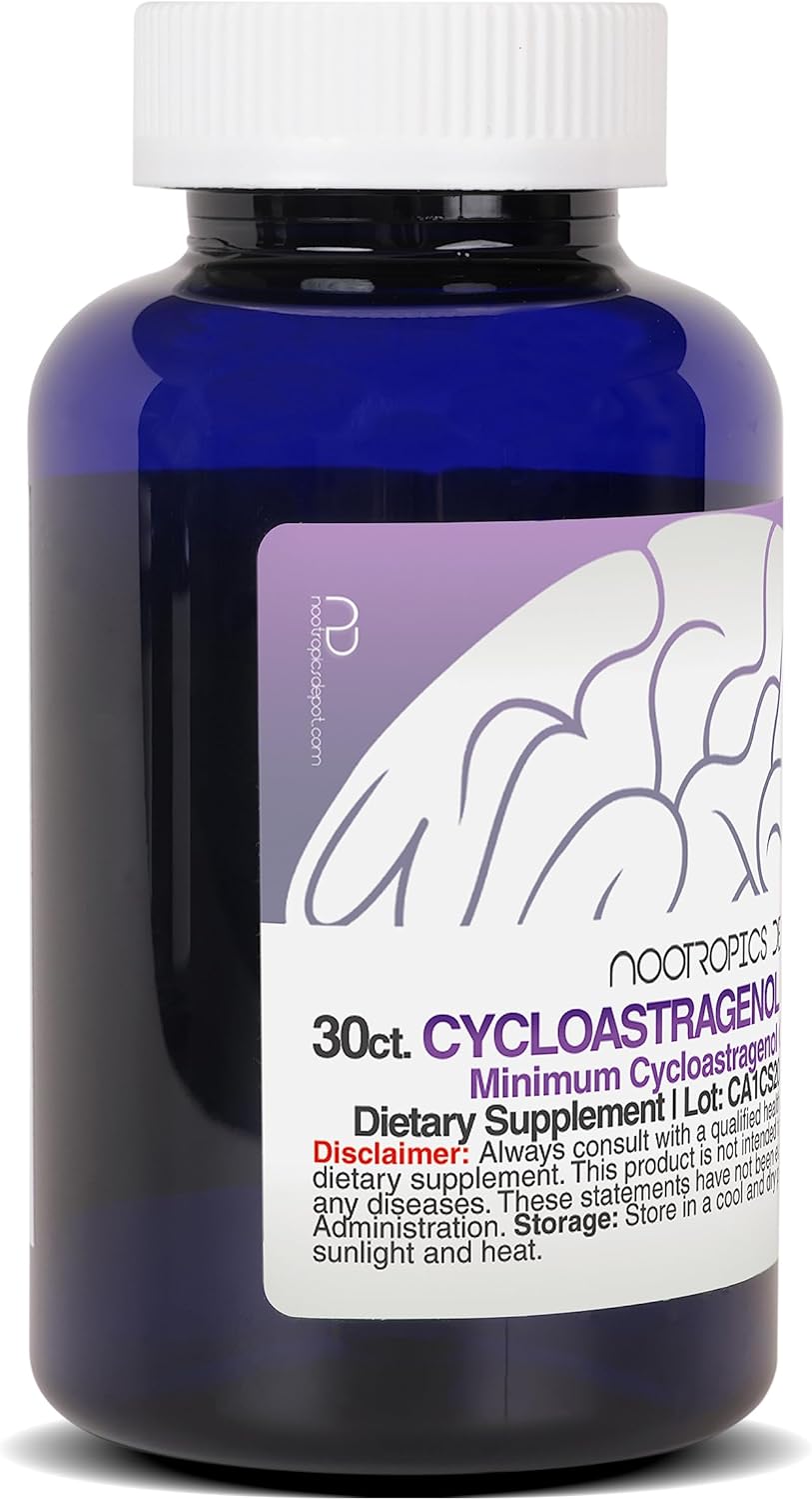 30 Count Nootropics Depot Astragalus membranaceus Capsules - 100mg Cycloastragenol 10% - Supports Cellular Health, Immune System, and Telomere Length
