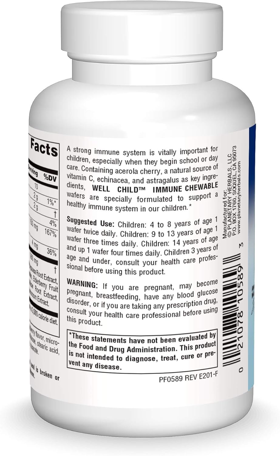 30 Count Planetary Herbals Well Child Immune Support Chewable Wafers