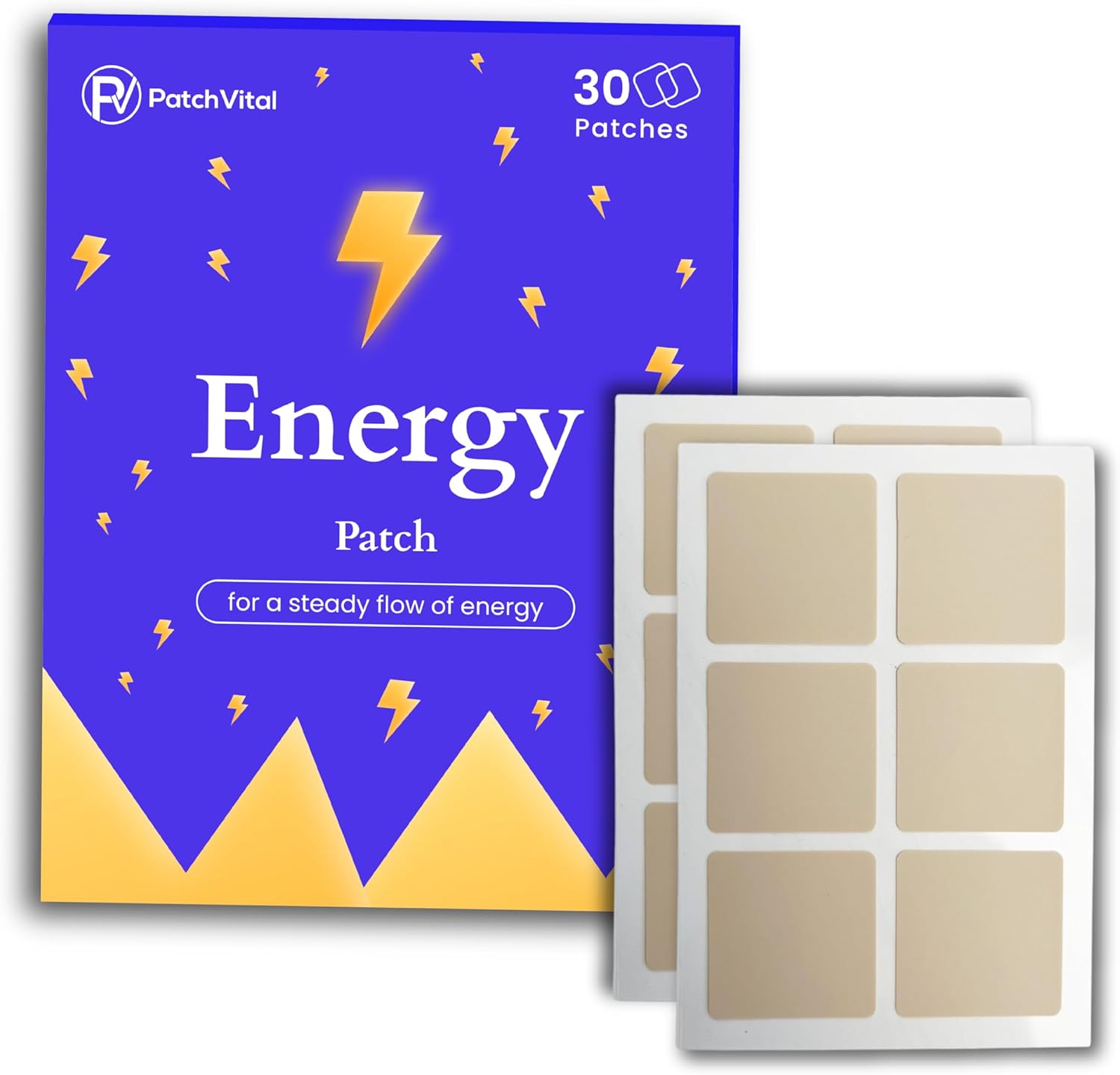 30 Count Vitamin B12 Awake Patches - Plant-Based Energy Solution for Focus & Stamina - Long-Lasting & Sugar-Free