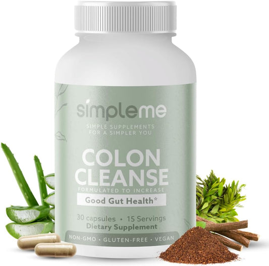 30-Day Colon Cleanse Detox for Adults, Natural Constipation & Bloating Relief, Women & Men Gut Support, 1-Day Cleanse, 30 Capsules