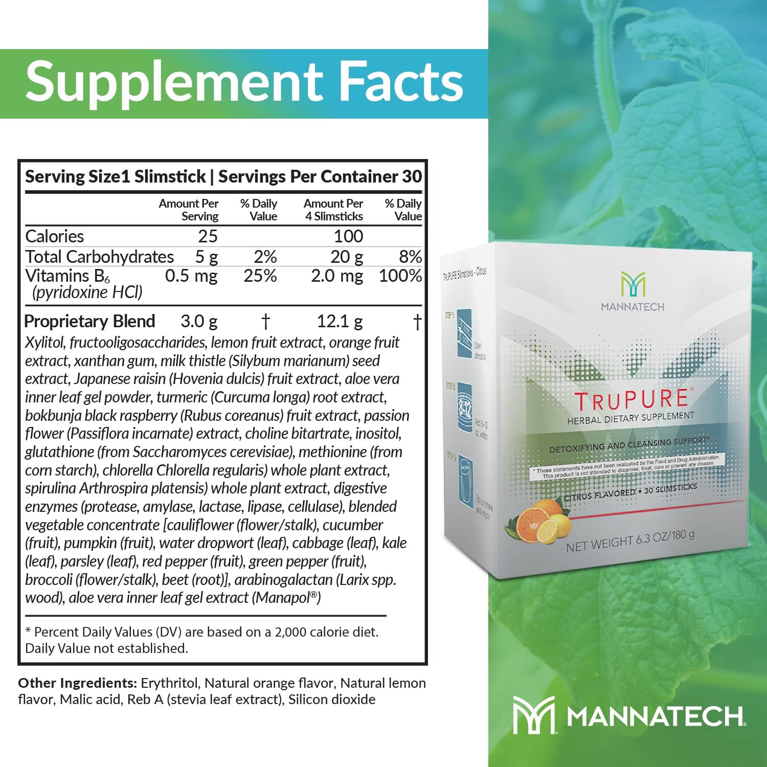 30-Day Mannatech TruPURE Cleanse Slimsticks for Weight Loss and Detox.